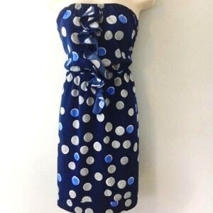 Banana Republic Navy Strapless Polka Dot Dress 6